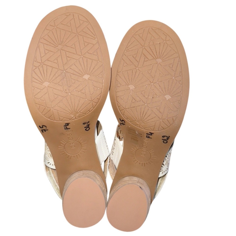 Brioso 7.5 Paloma Ivory Leather‎ Slingback Sandals With Laser Cut Detail - Picture 8 of 8